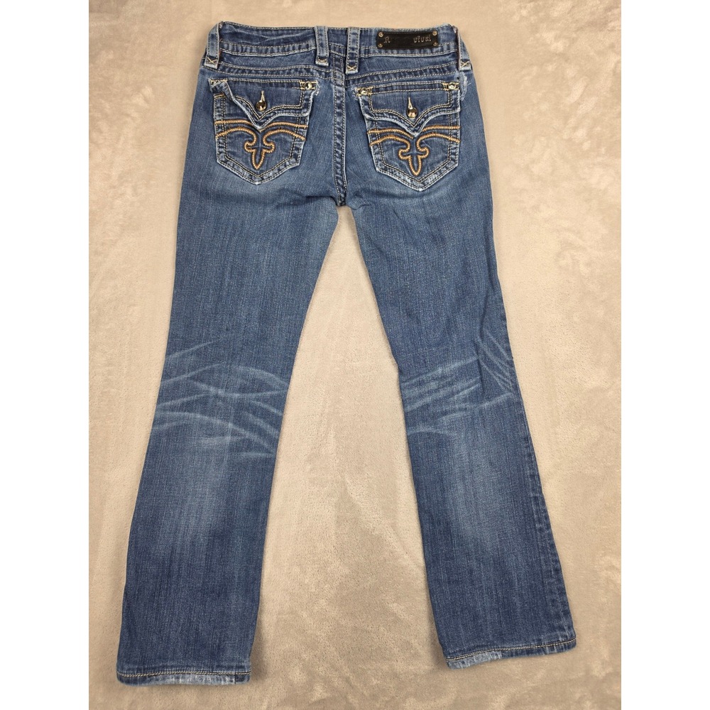 Rock Revival Jeans Womens 30 Blue Distressed Celine Bootcut Embellished *Read